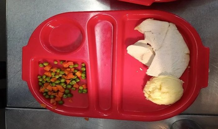 Turkey, vegetables, mashed potato and gravy